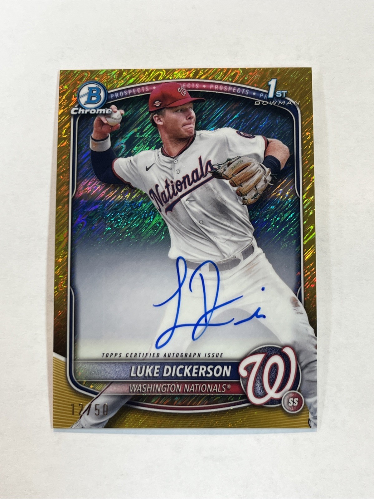 Luke Dickerson 2025 Bowman Chrome Prospects Auto Gold Shimmer /50 #CPA-LDI KG