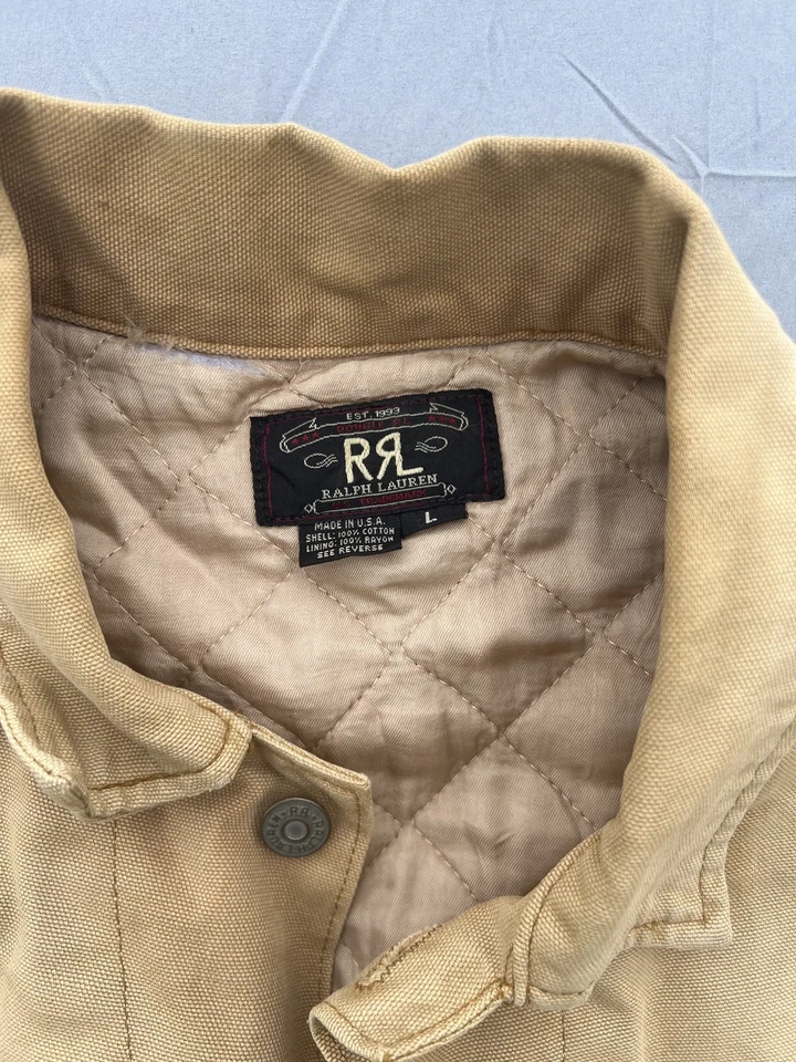 RRL Denim Jacket Beige Size L Made In USA Men's Vintage Good Condition rare - Image 2 of 4