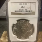1883 O New Orleans $1 MORGAN Silver DOLLAR  NGC Graded MS 63
