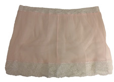 PINK Nylon VERY SHEER Lacy Half SLIP 36-48" Waist X-LARGE Slip Length 15"  