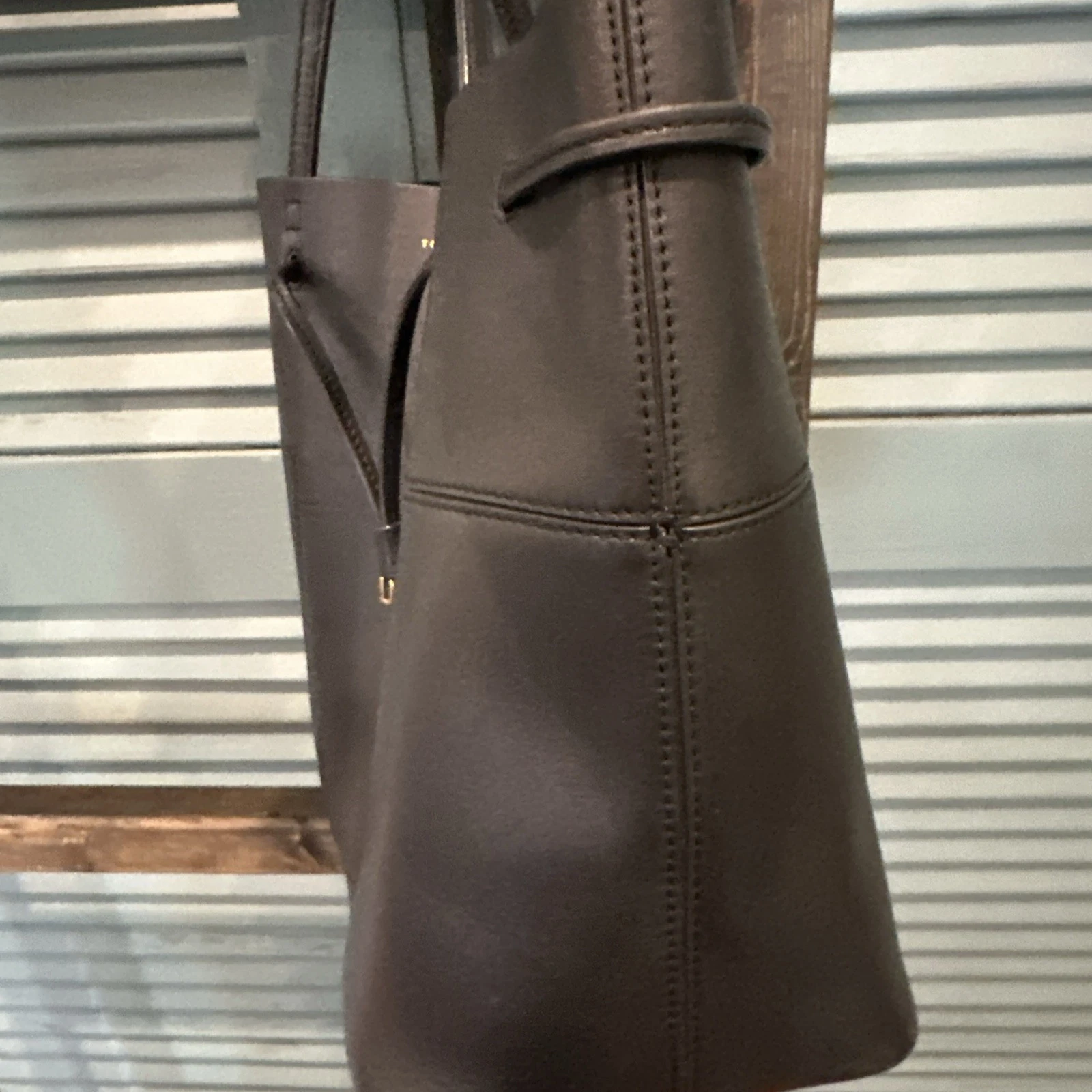 Tory Burch Borsa Tote Nera T Block Pelle Coulisse Aperta *Leggi Descrizione*