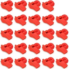 Red Emergency Whistles with Lanyard, Loud Crisp Sound Plastic Whistles Bulk I...