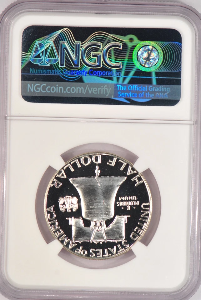 Moneda de plata escarchada 50C 1958 Franklin medio dólar prueba NGC PF 68 ESTRELLAS PR68* Foto 2 de 2