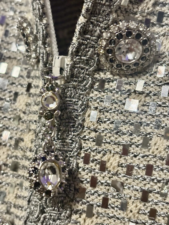 Ensemble Tailleur Jupe St. John Violet Et Or - Paillettes Et Strass - Taille 8 - Parfait état