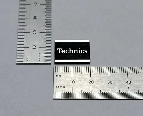Technics Turntable Badge Logo For Dust Cover 20mm x 15mm Silver With Adhesive