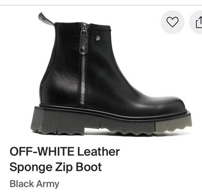 Off-White Leather Ankle Chelsea Boot Black Zip Paperclip Motif Men