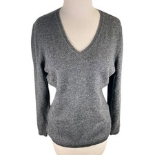 Charter Club 100 Cashmere Luxury V-Neck Sweater Gray Size Medium