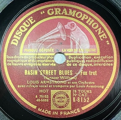Louis Armstrong: Some Sweet Day / Basin Street Blues 78 U/min Grammophon K-8152