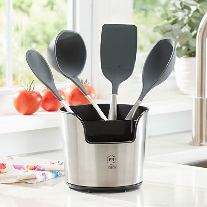 Princess House Deluxe Rotating Utensil Caddy with Tools 5-Pc Set