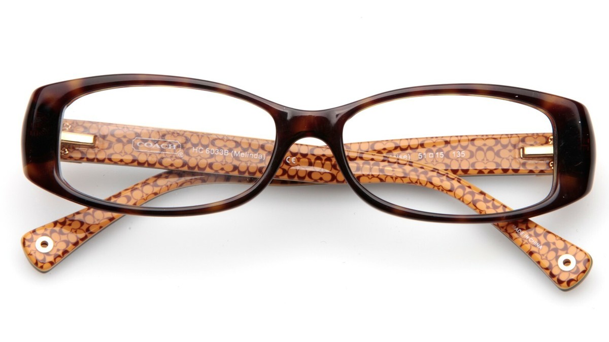 Coach HC6033B 5033 Melinda Tortoise Rectangular Eyeglasses Frame 51-15 135 New Coach Tortoise Rectangular Oval Glasses CC Logo Interior  main image 2
