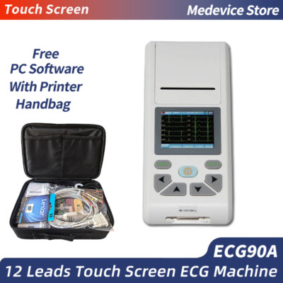 12-lead ECG/EKG Machine Touch Screen with Printer PC Software and Handbag