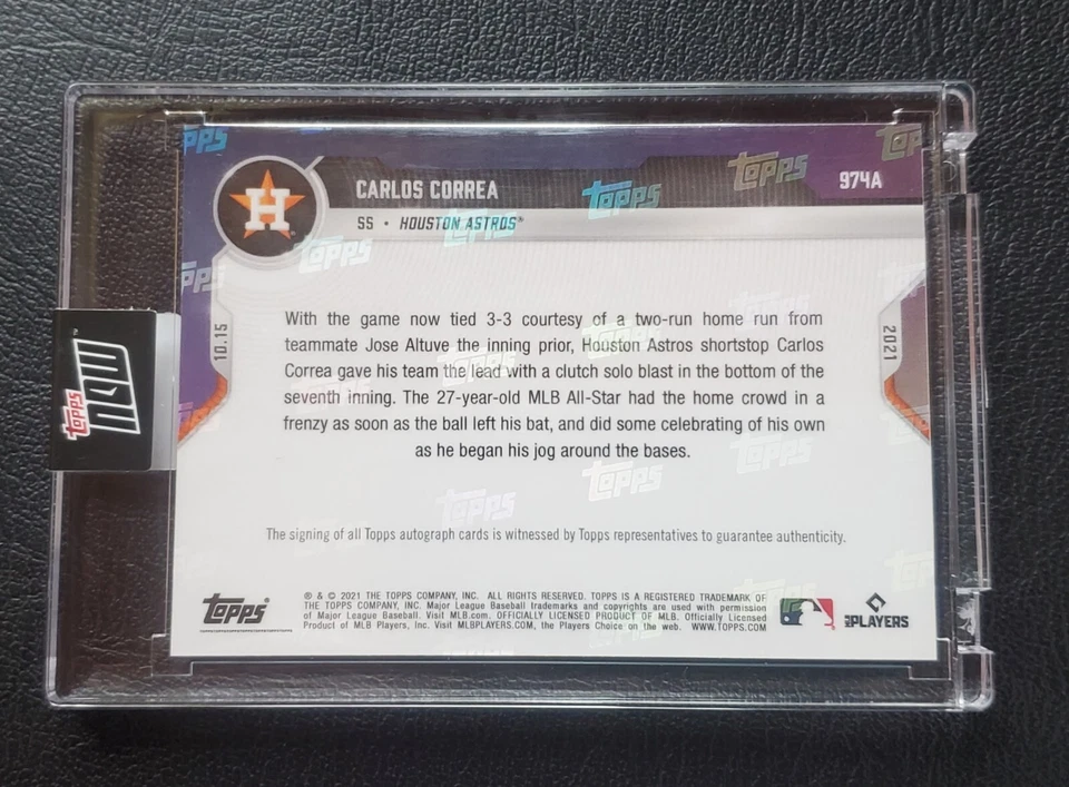2021 Topps Now #974A Carlos Correa Houston Astros Autograph #37 of 99 ALCS HR! - Image 2 of 2