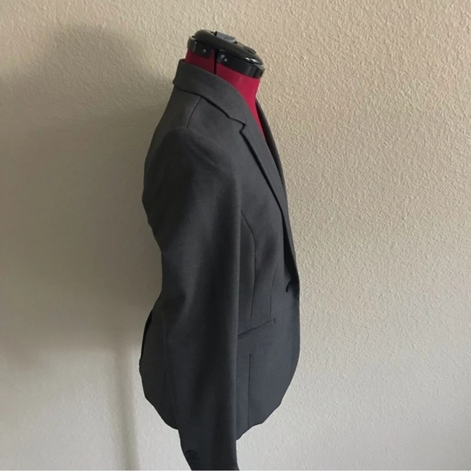 Blazer Worthington Para Mujer Talla 4 Gris Un Botón Manga Larga Bolsillos Clásico Foto 3 de 4