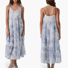 ASTR The Label Women's Paradise Tie Dye Tired Maxi Sundress Purple Size M