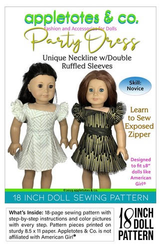 18 Inch Doll Sewing Pattern | Party Dress | Fits 18" Dolls such as American Girl - Picture 1 of 8