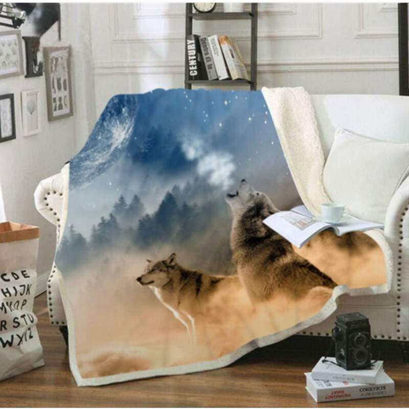 3D Wolf Print Throws Blanket Soft Blanket Couch Blanket (Throw 60 "x 80")