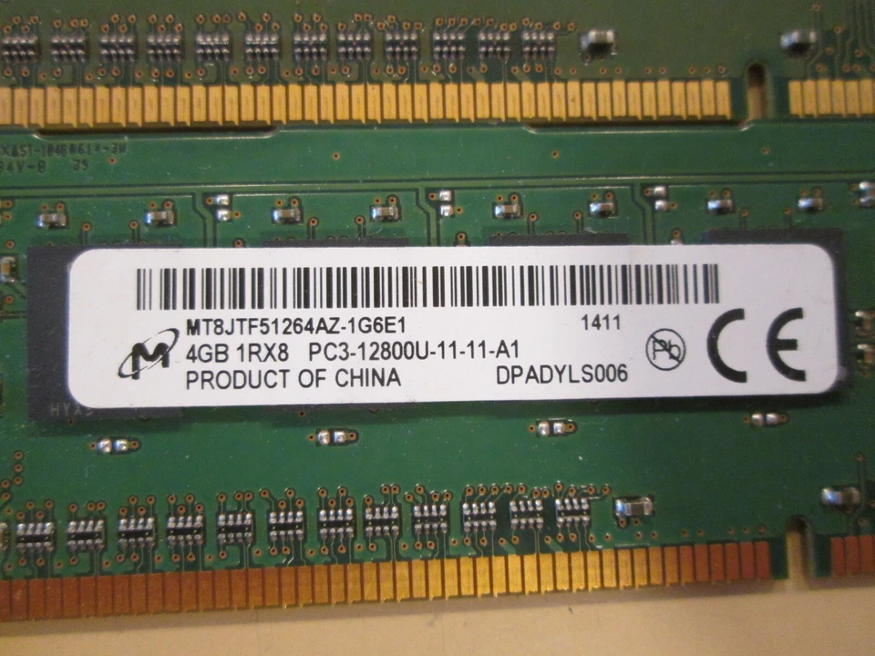 QTY 17 Micron 4GB PC3-12800U 1Rx8 Memory Ram MT8JTF51264AZ-1G6E1 - Image 3 of 4
