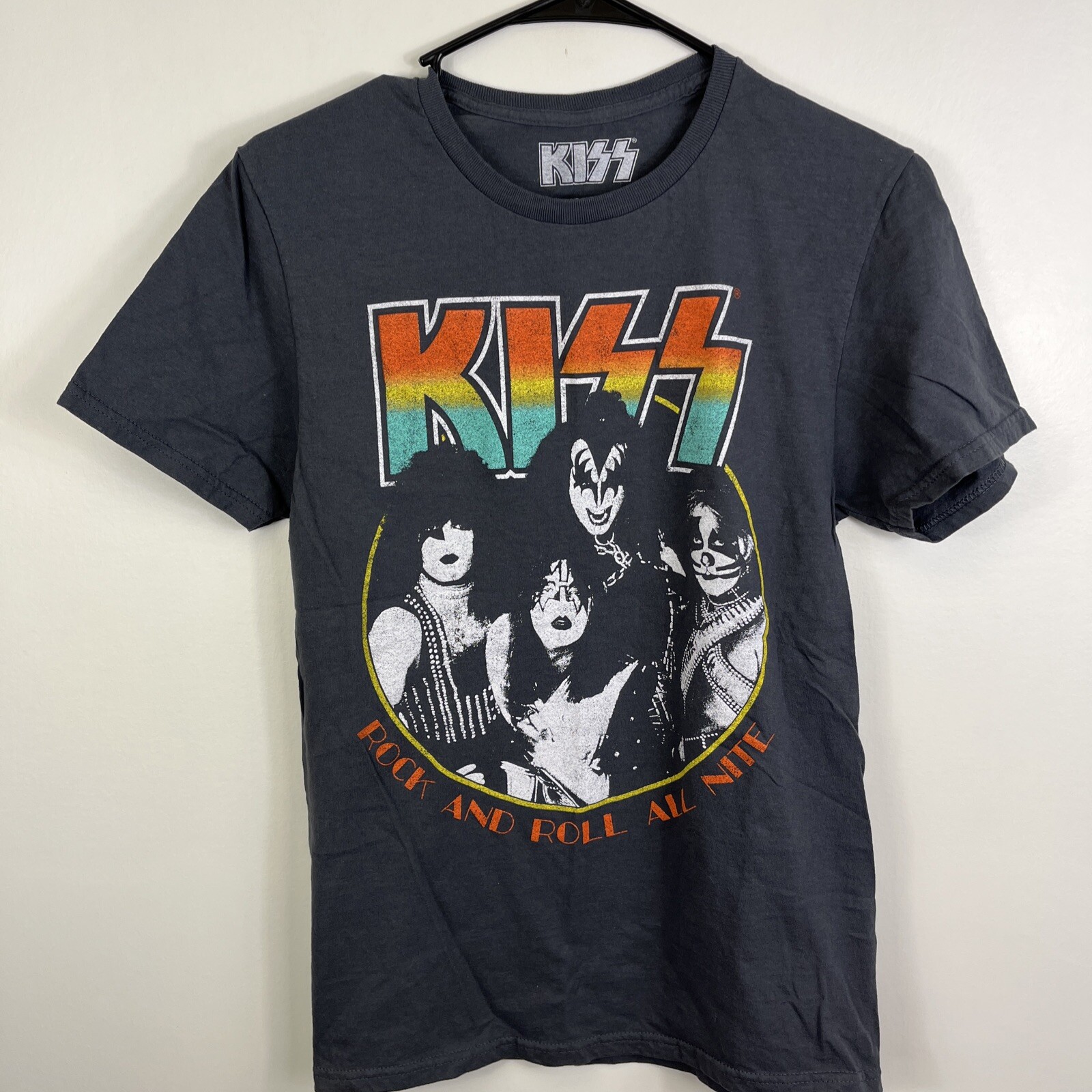 Kiss Rock Band TShirt Gray Adult Sz Small Hard Rock Glam Metal Retro