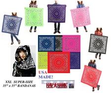 Hav-A-Hank 35" SUPERSIZE XXL GIANT BIG PAISLEY BANDANA Bandanna Head Wrap Scarf 