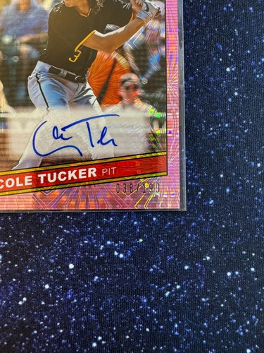 2020 Donruss COLE TUCKER Retro 1986 Signatures #86S-CT Pink Fireworks /199 - Picture 3 of 3