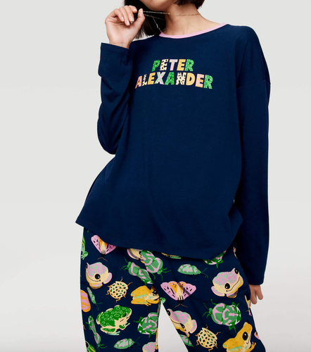 NEW PETER ALEXANDER COLOURFUL FROG TOP & PJ PANTS SET WOMENS L RRP$149.90 - Picture 4 of 7