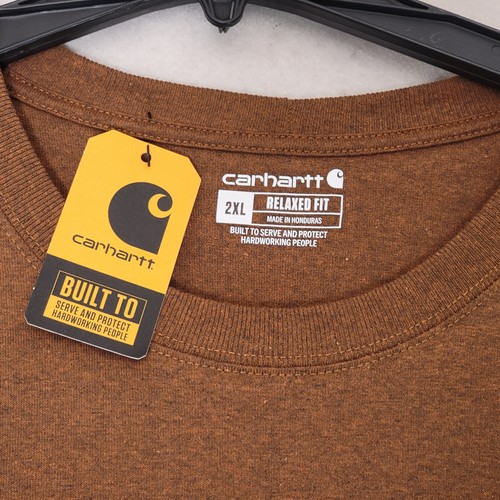 Camisa CARHARTT Para Hombres 2XL XXL Marrón Trabajo Exterior Manga Larga Bolsillo Pesado Camiseta Nueva con Etiquetas - Imagen 11 de 11