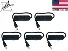 5x Short 1' Foot 3 Outlet Mini Power Strips Black 3 Prong 1,625 Watt Extension