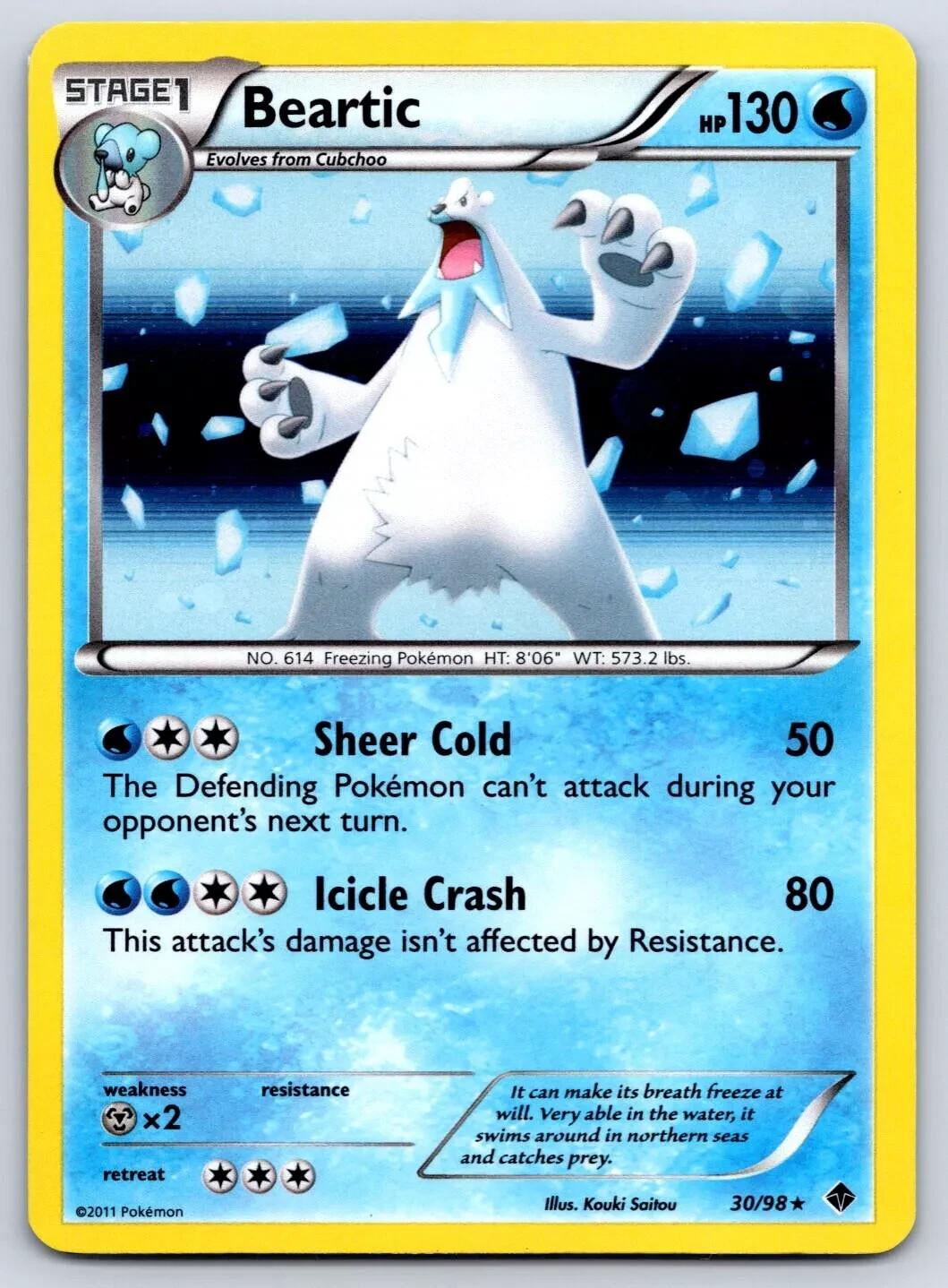 Beartic - Cosmos Holo - Emerging Powers 30/98  Black White Promo Pokemon Card LP