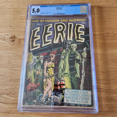 EERIE #2 - CGC Grade 5.0 - Golden Age 1951 Wally Wood cover and art  - Avon