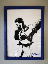 George Michael Stencilled On Tiles ORIGINAL ART by street artist XLVII 
