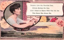 WWI Soldier Card Military Wife Missing Husband Grief Romance Vtg Postcard G54