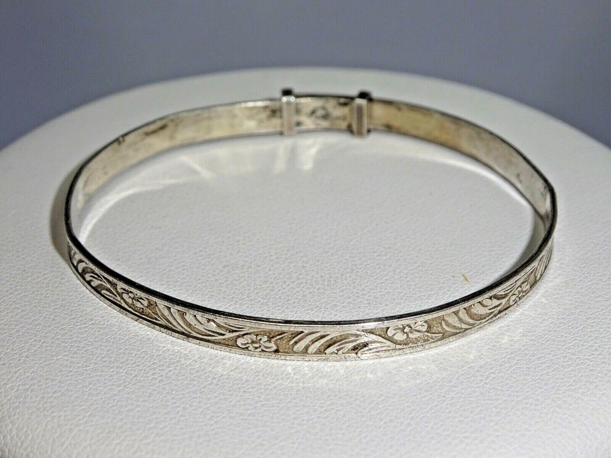 Vintage Sterling Silver Decorative Childs Bangle | eBay