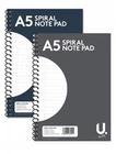 A5 Spiral Bound Note Pad / Book / Faint Lined Pages / 160 pages / Work / School