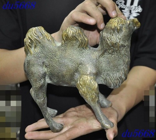 8"China Ancient dynasty bronze fengshui wealth propitious Camel sculpture statue - Picture 8 of 9