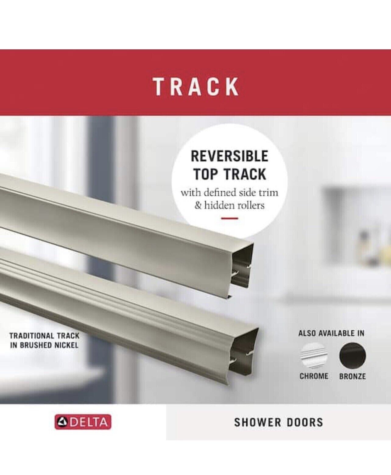 DELTA 48”60” Semi Frameless Traditional Sliding Shower Door Track