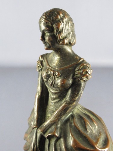 Antique Statue Lady With Umbrella Sculpture Terracotta & Copper Ornament Yrs ‘30 - Picture 3 of 10