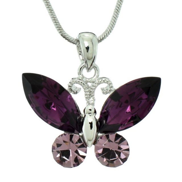 Butterfly W Swarovski Crystal Purple Gift New Pendant Necklace 18