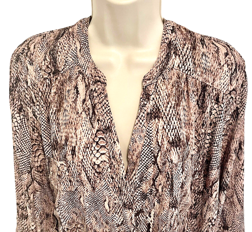 Torrid Sz 4X (26) Women’s Top Snakeskin Pullover Brown Mob Wife Flowy Lagenlook - Picture 2 of 10