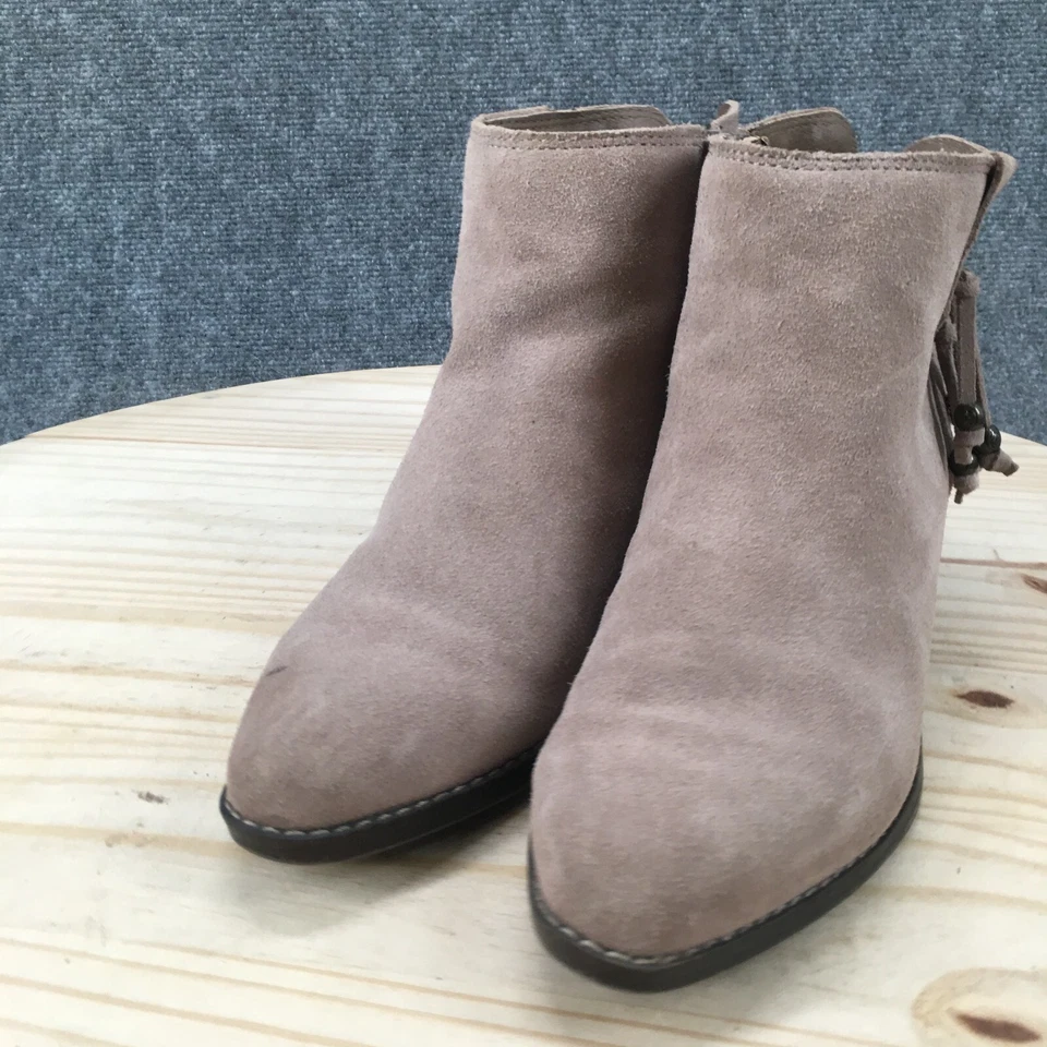 White Mountain Boots Womens 8.5 M Havana Ankle Booties Beige Leather Heels Zip - Imagem 4 de 4