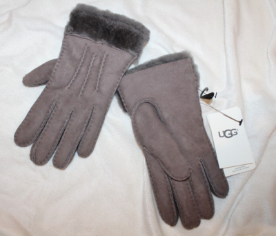 UGG $155 Women's Shearling Sheepskin Suede Gloves Gray M | eBay
