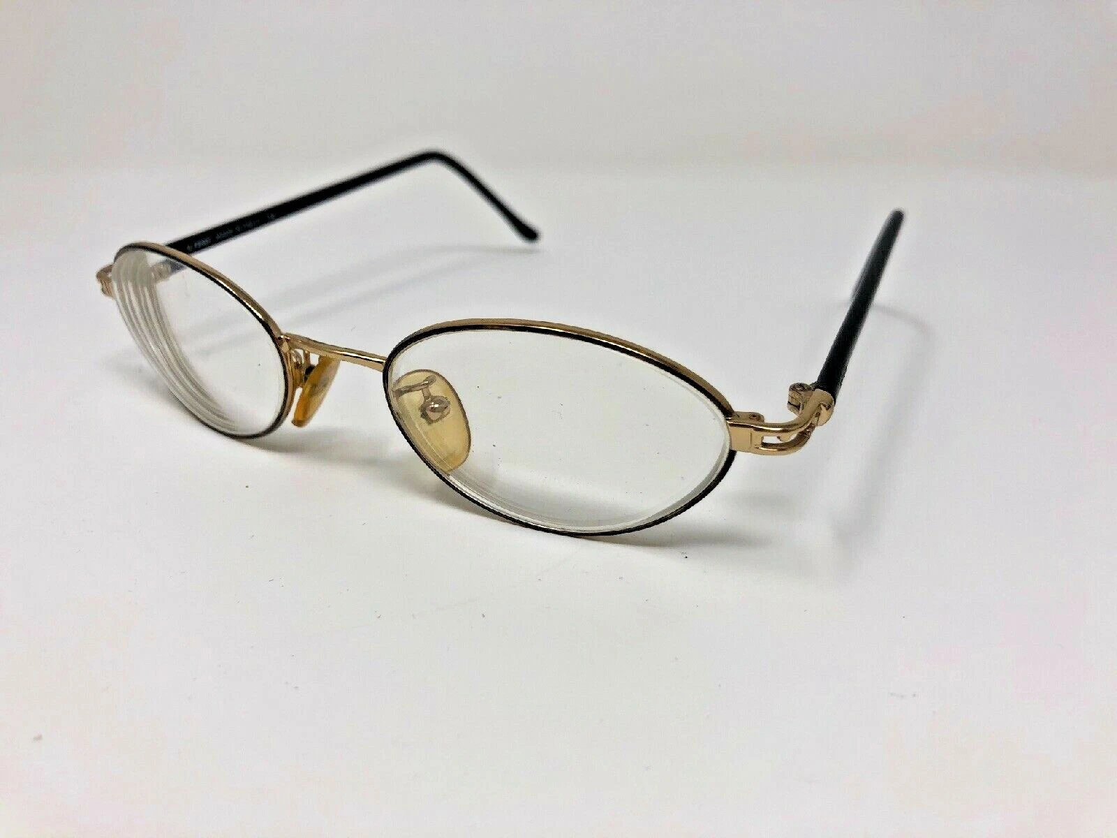 Fendi F503 49 19 130 Black Swirl Italy Eyeglasses Gold/Bl Full Rim Specs RJ09
