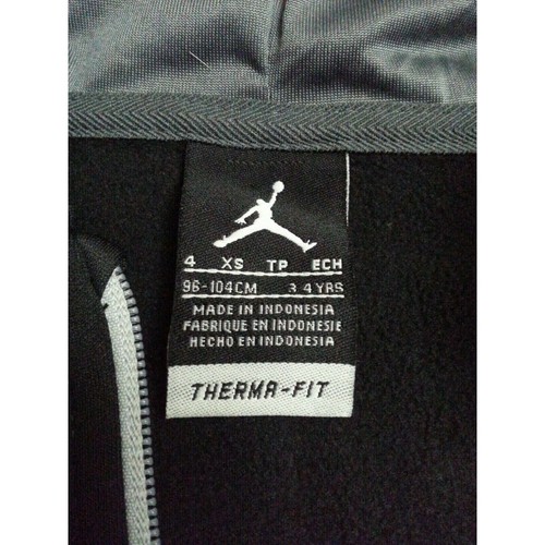 NEW NWT Jordan Kids Zip Up Hoodie Dark Grey / Black Therma Fit - Picture 4 of 7