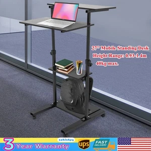 4-Tier Poste de travail mobile de bureau debout Max 40kg Bureau roulant W/Wheel
