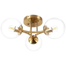 Mid Century Modern Ceiling Light Clear Globe Semi Flush Mount Ceiling Light G...