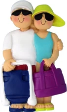 Beach Family Couple Personalized Christmas Tree Ornament