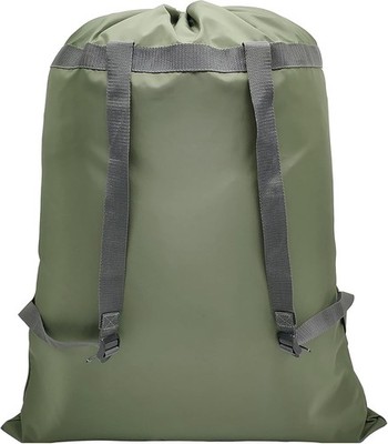 Mochila bolsa lavanderia 27x34 asas hombro cordon plegable verde militar