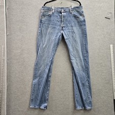 Levi's 501 Men Jeans 36X34 Blue Denim Original Fit Button 33" Inseam