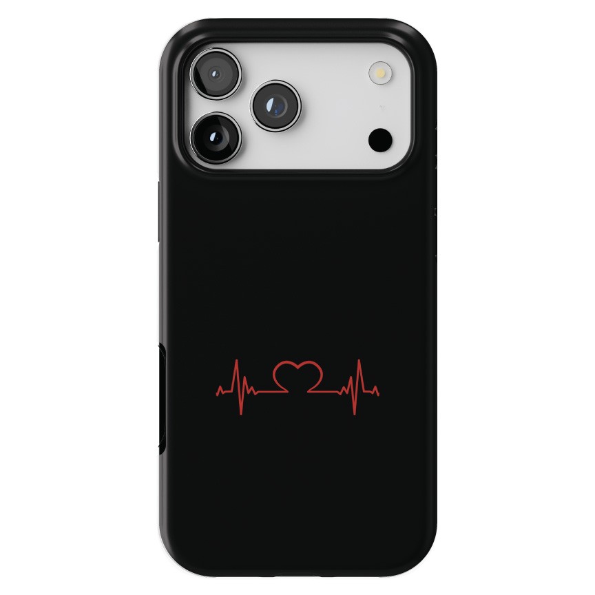 iPhone 18 / 17 MagSafe Tough Matte Case - Heart Pulse EKG Red