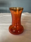 Vintage Retro Tangerine Orange Hand Blown Art Glass Vase MCM Blenko Style Decor
