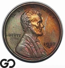 1927-D Lincoln Cent Wheat Penny, Unique Album Toning, Gem BU++ Better Date!